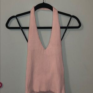 White sweater halter top